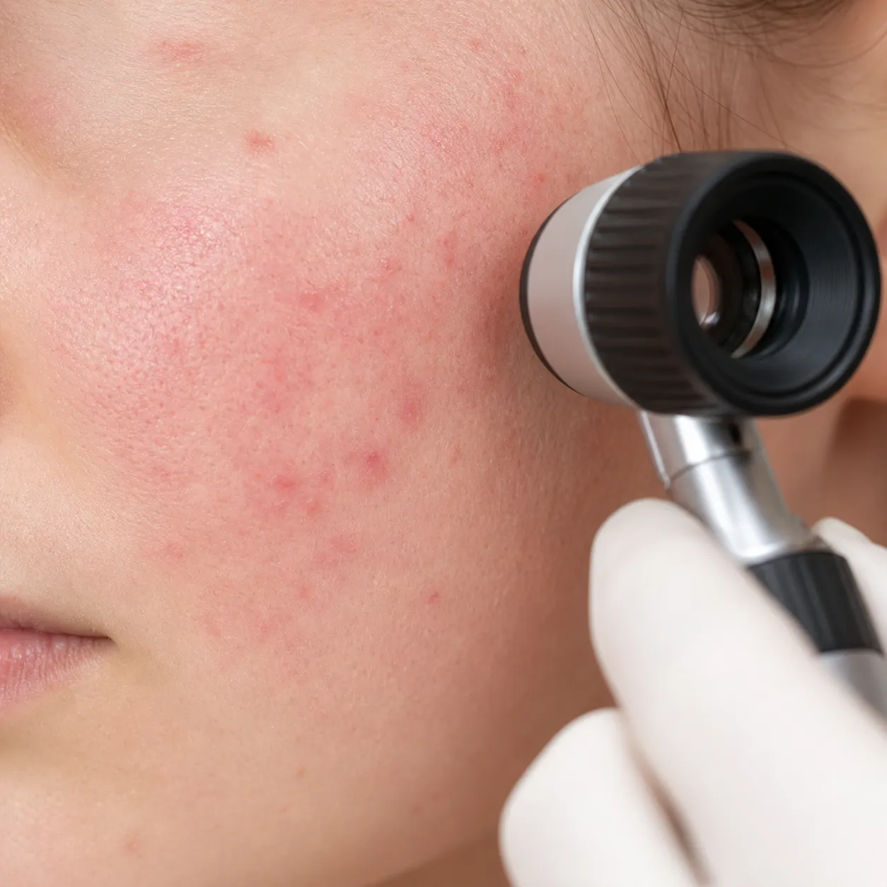 Dermatologische Untersuchung bei Akne und Rosazea